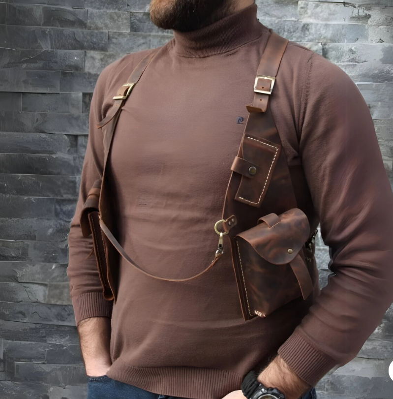 BANDOULIERE EN CUIR RETRO POUR HOMME - Belle Vue