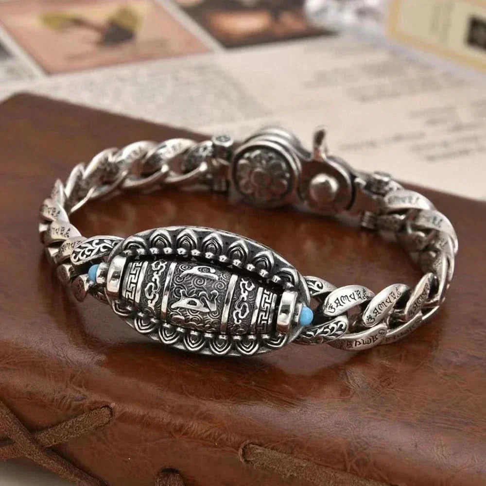 '+70% DE REDUCTION JUSQU'Ă CE SOIR 23H59mnđ„BRACELET DZI Ă NEUF YEUX ET MANTRA TURQUOISE - Belle Vue
