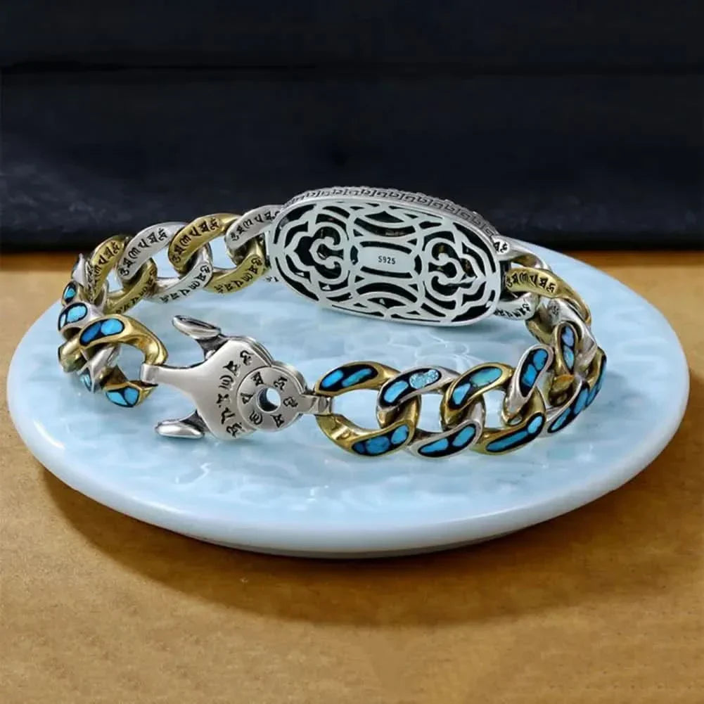 '+70% DE REDUCTION JUSQU'Ă CE SOIR 23H59mnđ„BRACELET DZI Ă NEUF YEUX ET MANTRA TURQUOISE - Belle Vue