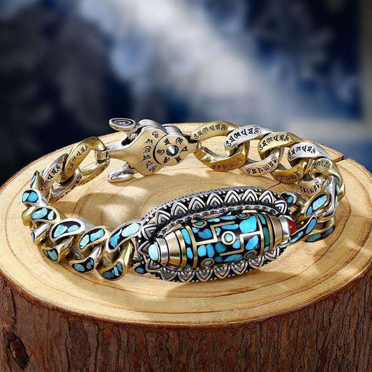 🔥SOLDE 49% DE REDUCTION🔥BRACELET DE PERLES DZI À NEUF YEUX ET MANTRA TURQUOISE