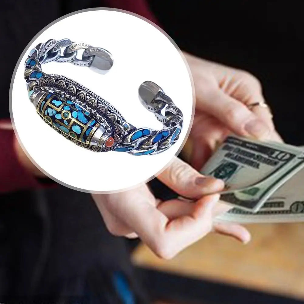 🔥BRACELET DZI À NEUF YEUX ET MANTRA TURQUOISE🔥