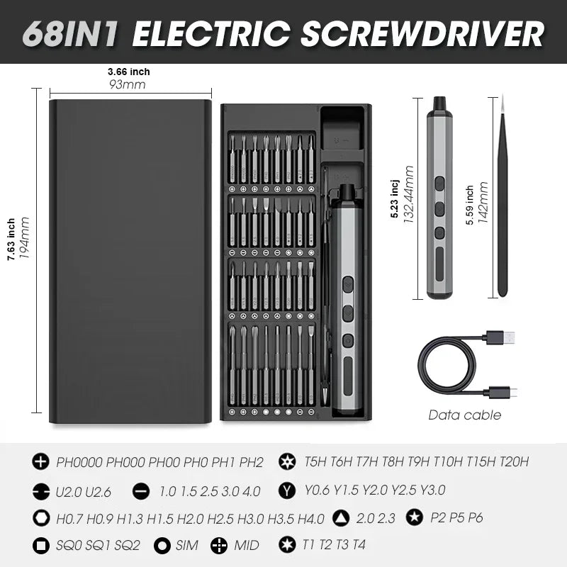 🔥SOLDE DU NOUVEL AN 49% DE RÉDUCTION🔥Mini Tournevis Électrique de Précision 68 en 1 – La Révolution du Bricolage de Haute Précision