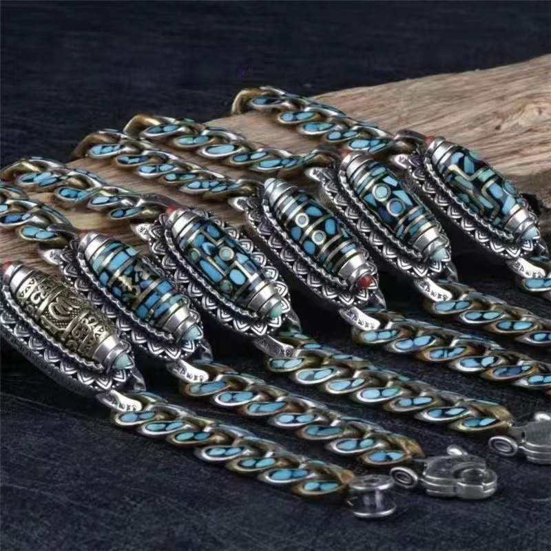 🔥BRACELET DZI À NEUF YEUX ET MANTRA TURQUOISE🔥