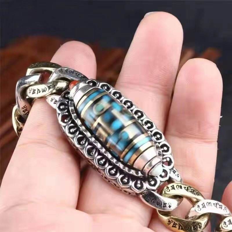 🔥BRACELET DZI À NEUF YEUX ET MANTRA TURQUOISE🔥